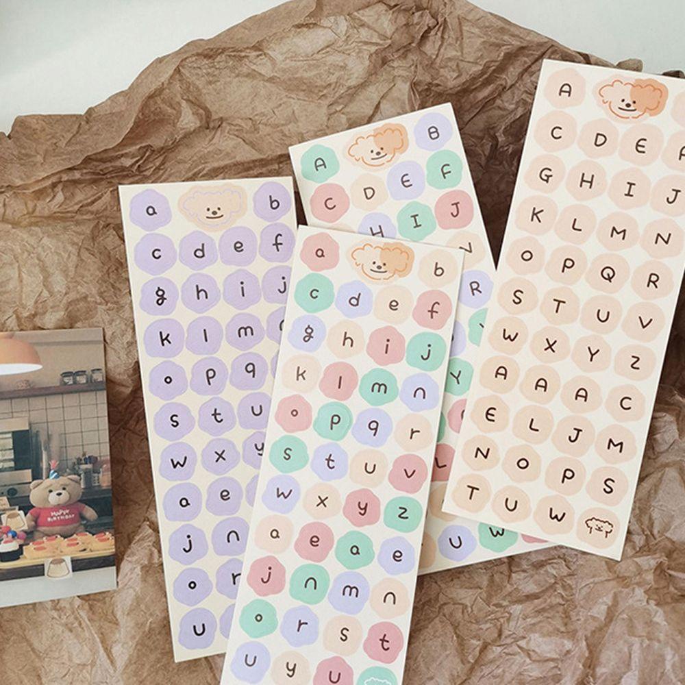 QUINTON Ins Style Alphabet Stationery Sticker School Cartoon Dog Sticker English Letter Label Sticker Scrapbooking Hand Account Diary Planner Journal Gifts Self Adhesive English Uppercase Lowercase