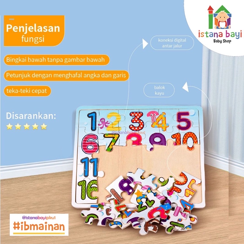 Mainan Anak Puzzle Kayu Number / Abjad - Mainan Edukasi Anak - Wooden Toys