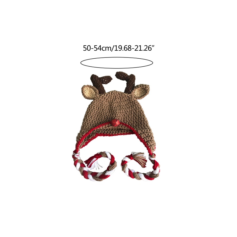 Zzz Topi Kupluk Rajut Anak Laki-Laki / Perempuan Desain Rusa Kartun Anti Angin Untuk Natal / Outdoor