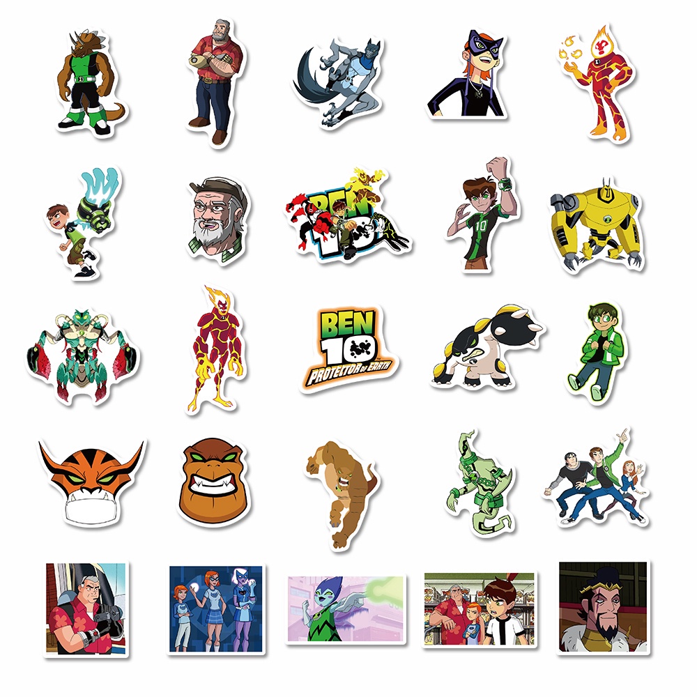 50Pcs Stiker Desain Kartun Anime Ben 10 Tahan Air Untuk Dekorasi Laptop Anak