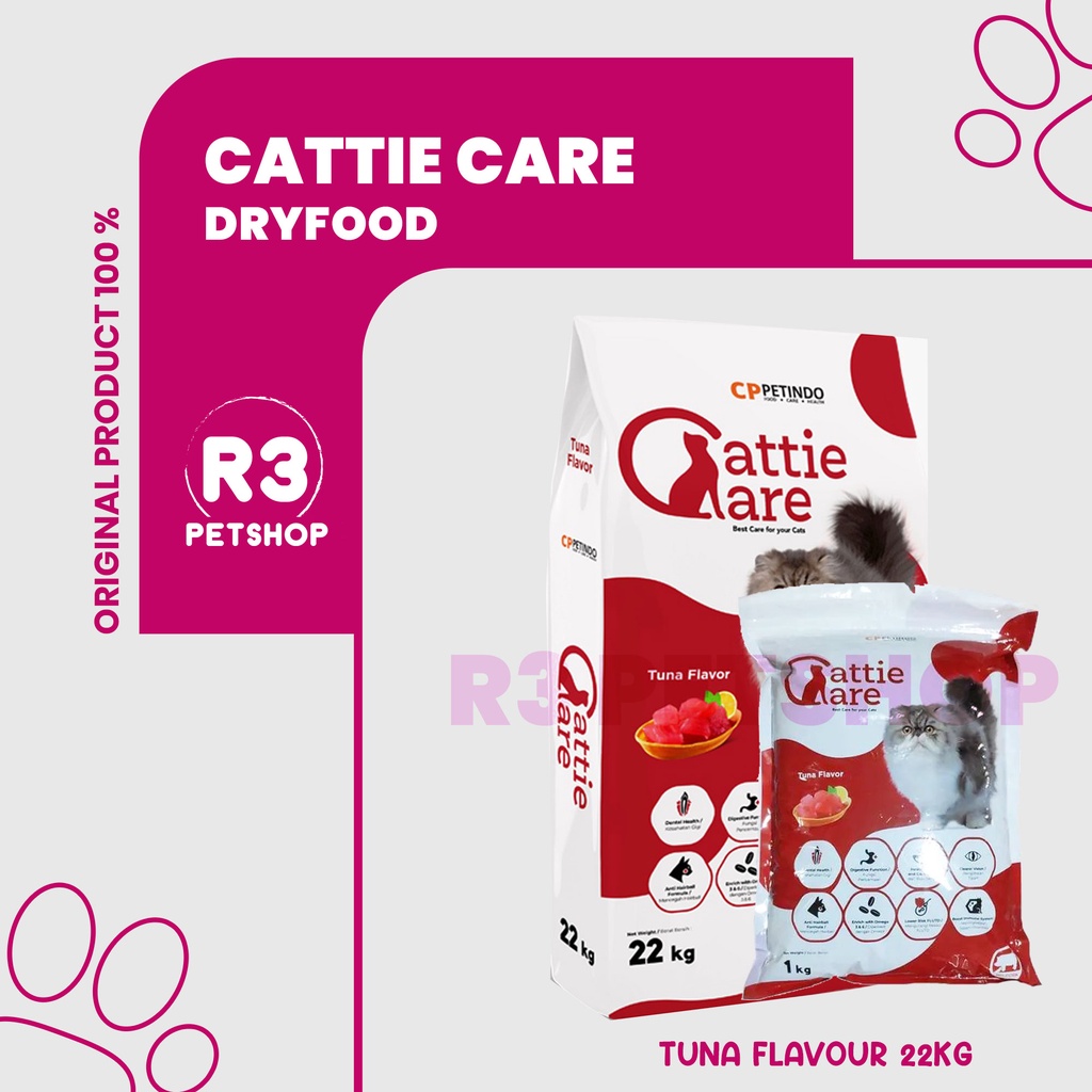 makanan kucing kering premium CATTIE CARE rasa tuna 800GR