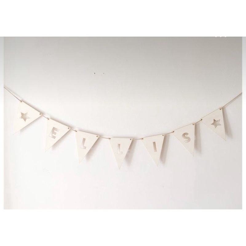 CUSTOM NAME BUNTING FLAG WOOD | DEKORASI KAMAR | WOODEN FLAG