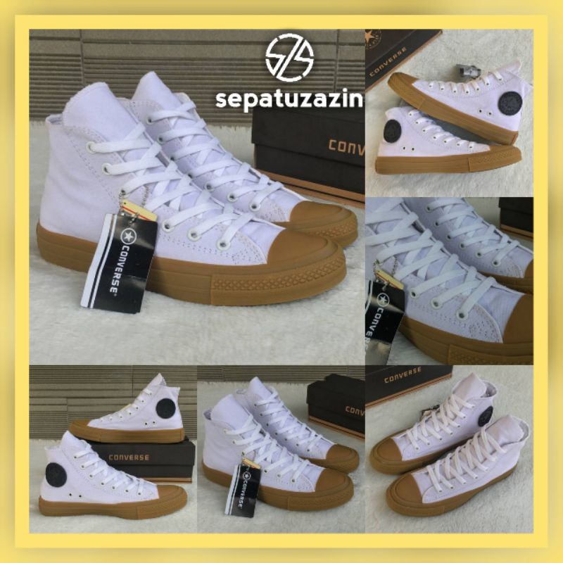 Sepatu Sneakers Converse All Star 70s Chuck Taylor Wanita Pria Putih Tinggi High Gumb Sepatu Sneaker