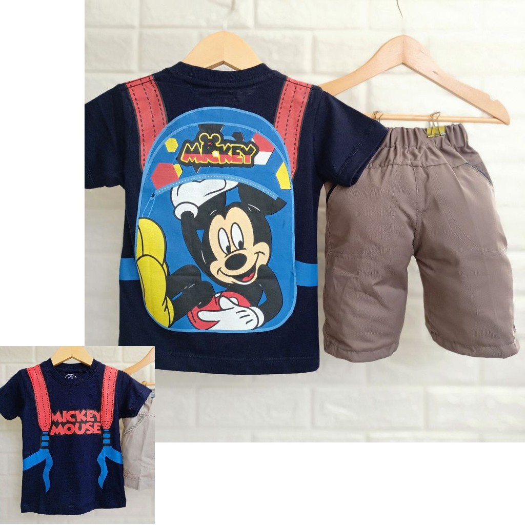 BAJU ANAK LAKI RANSEL KPD CELANA PENDEK KATUN 1 TAHUN - 7 TAHUN MIKI SETELAN ANAK LAKI-1
