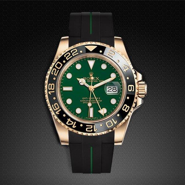 Jam tangan rolex Tali strap Rolex Rubber B Green line Premium 20mm hitam