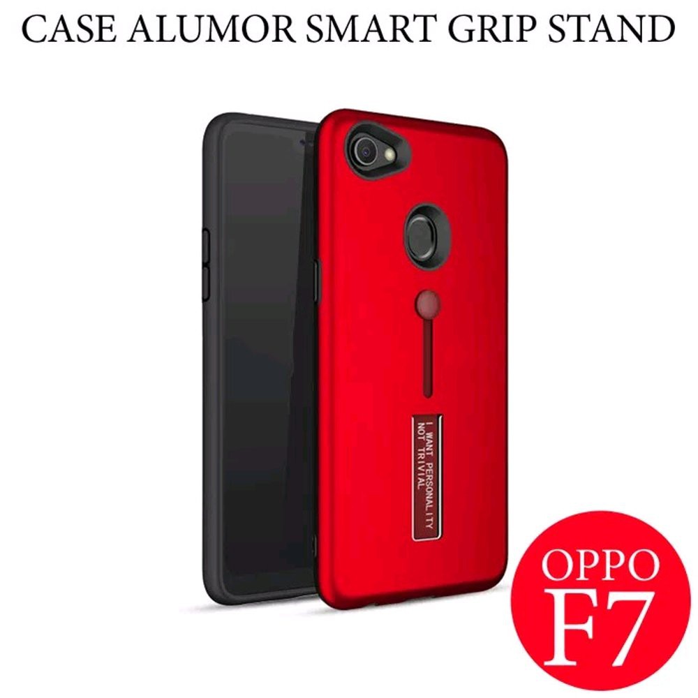 CASE ALUMOR HAND GRIP OPPO F7 HARD CASE SMART GRIP CASING STAND OPPO F7 PLUS