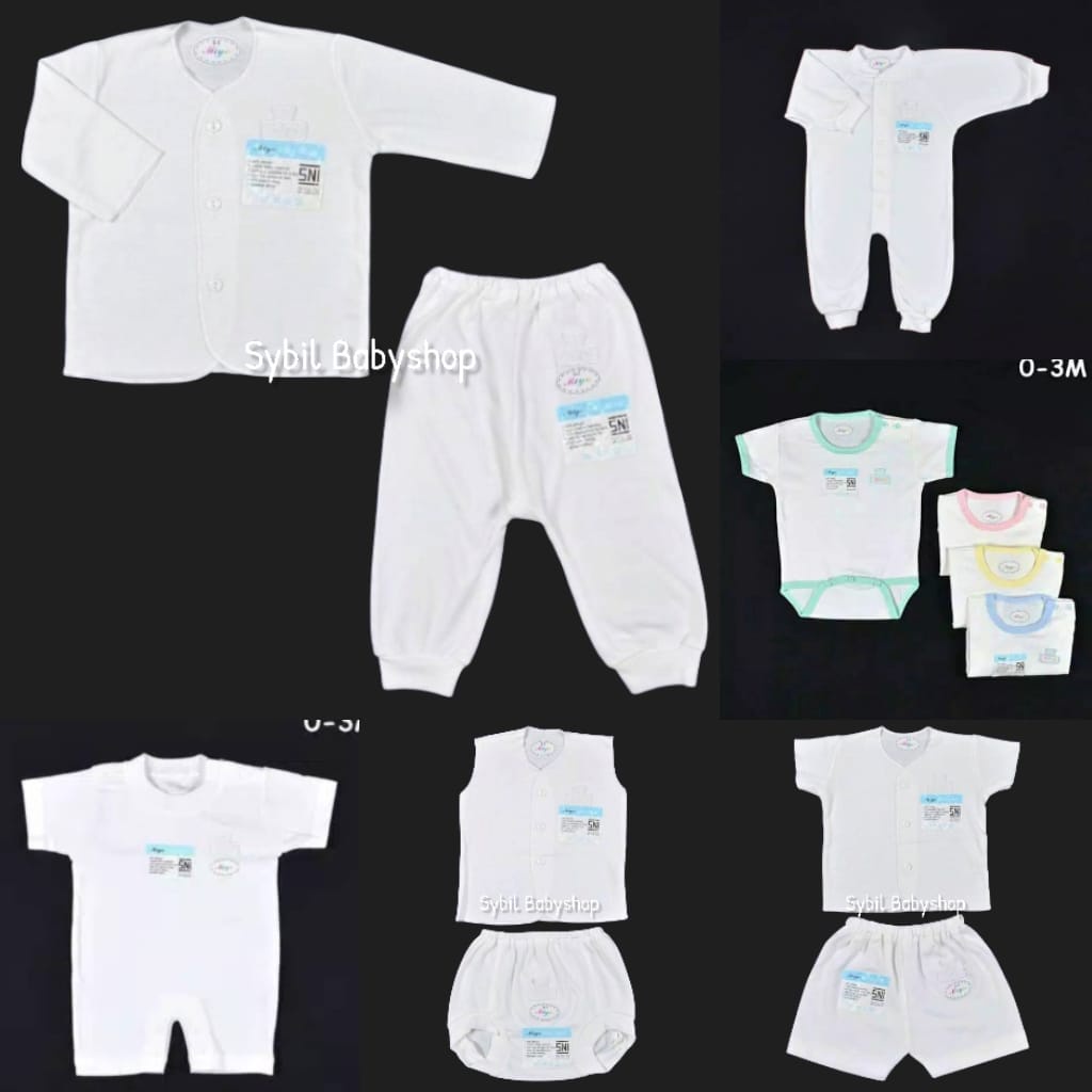 1 Setel Baju Celana MIYO Putih 0-6 Bln Setelan Panjang, Pendek, Kutung, Baju Kodok, Jumper SNI