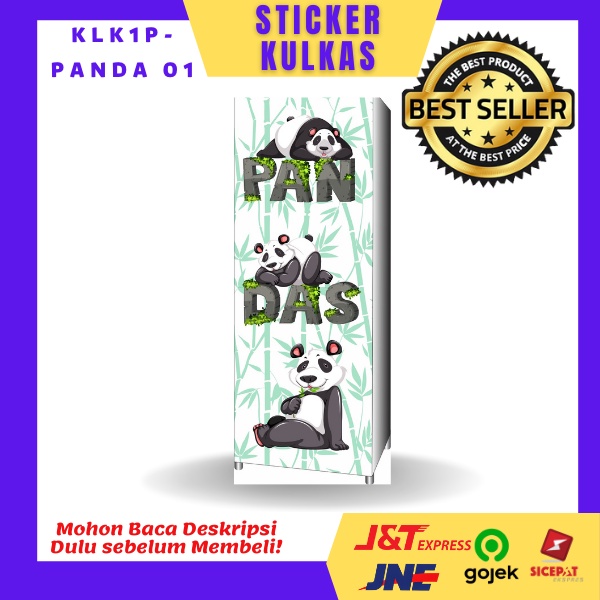 Sticker Kulkas 1 Pintu motif PANDA / KLK-PANDA / Sticker Kulkas Panda / Sticker Furniture Custom Pri