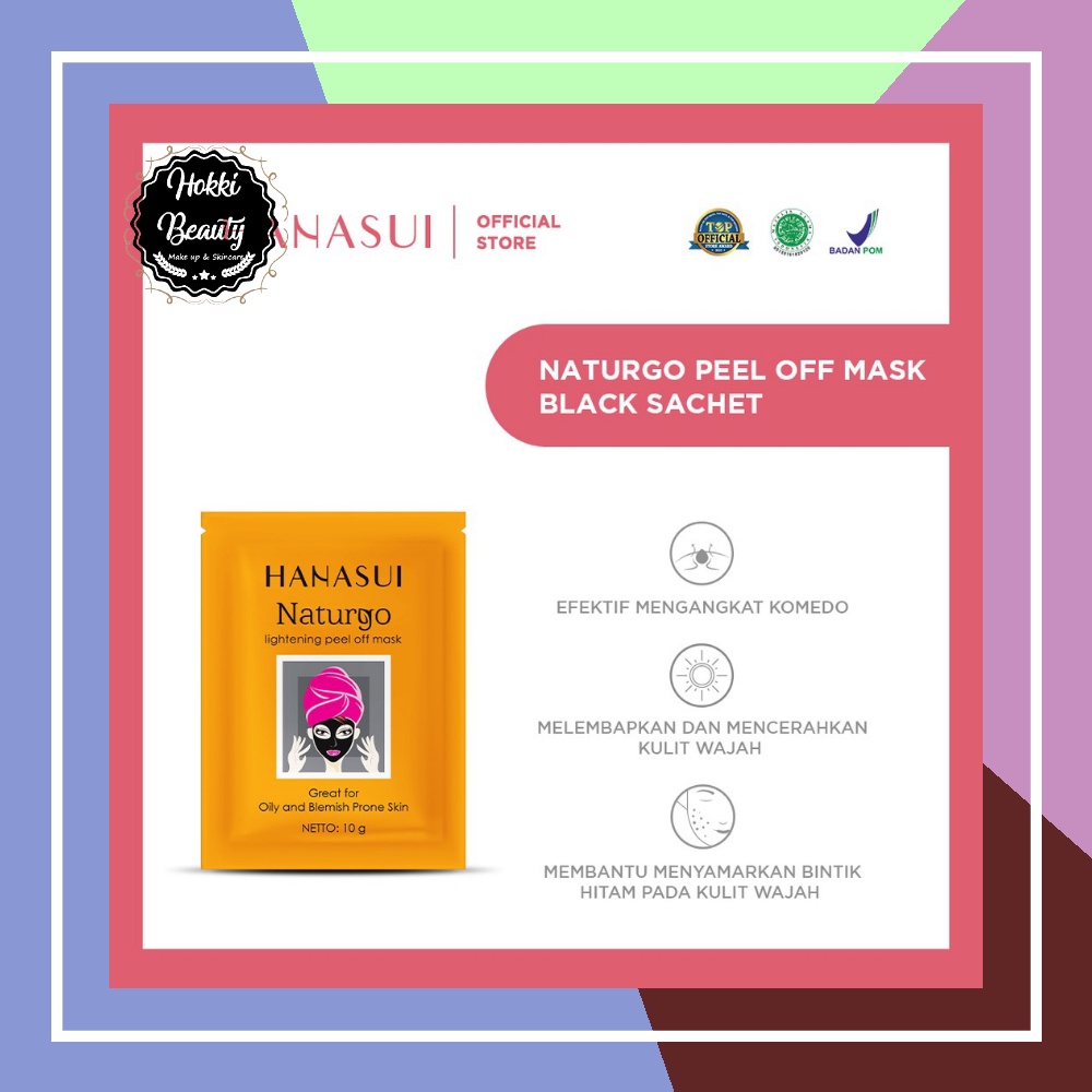 Hanasui Naturgo Peel Off Mask Black Box / Hanasui Anti-Aging Peel Off Mask Gold Sachet isi 10