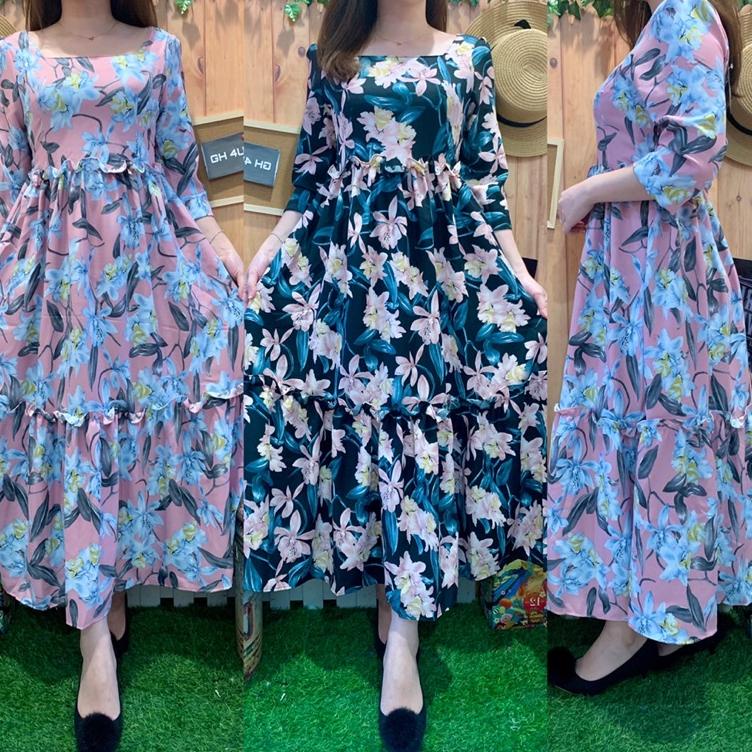 S02Y LONG DRESS TULIP SHAQILLA RUFFLE 3011-8 Terkini