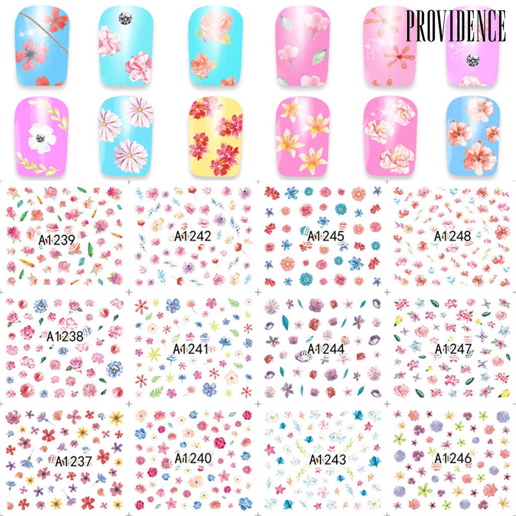 Providence 12Sheet Nail Patch Printed Pattern Waterproof Multiple Styles Women Nail Art Sticker for Beauty