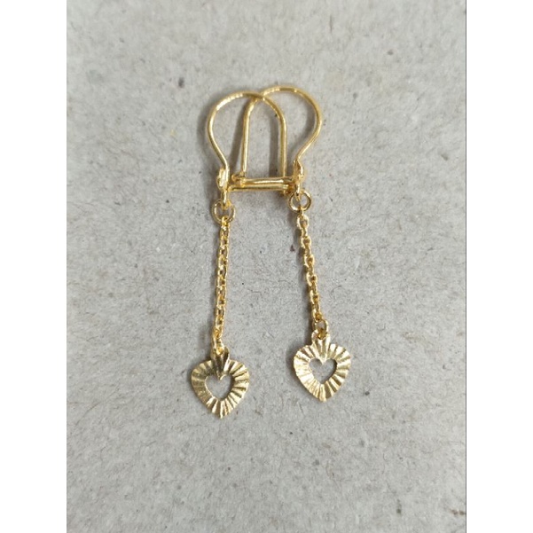 anting desi bandul love rante panjang 1 gram emas muda