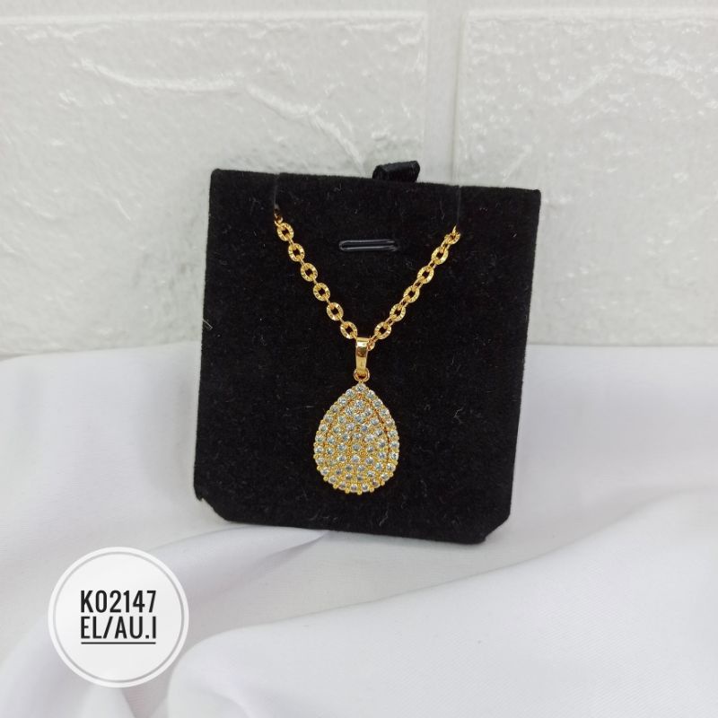 Kalung Fashion Rhodium Zircon Oval Mewah K02147