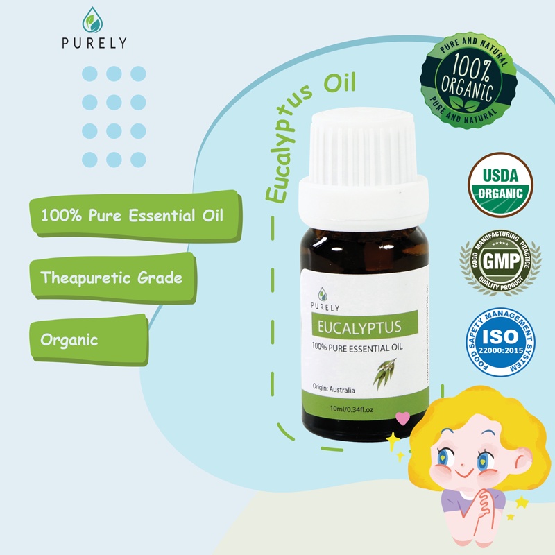 PURELY Eucalyptus essential oil dapat digunakan oleh anak-anak dan ibu hamil, Therapeutic-Grade 10ml