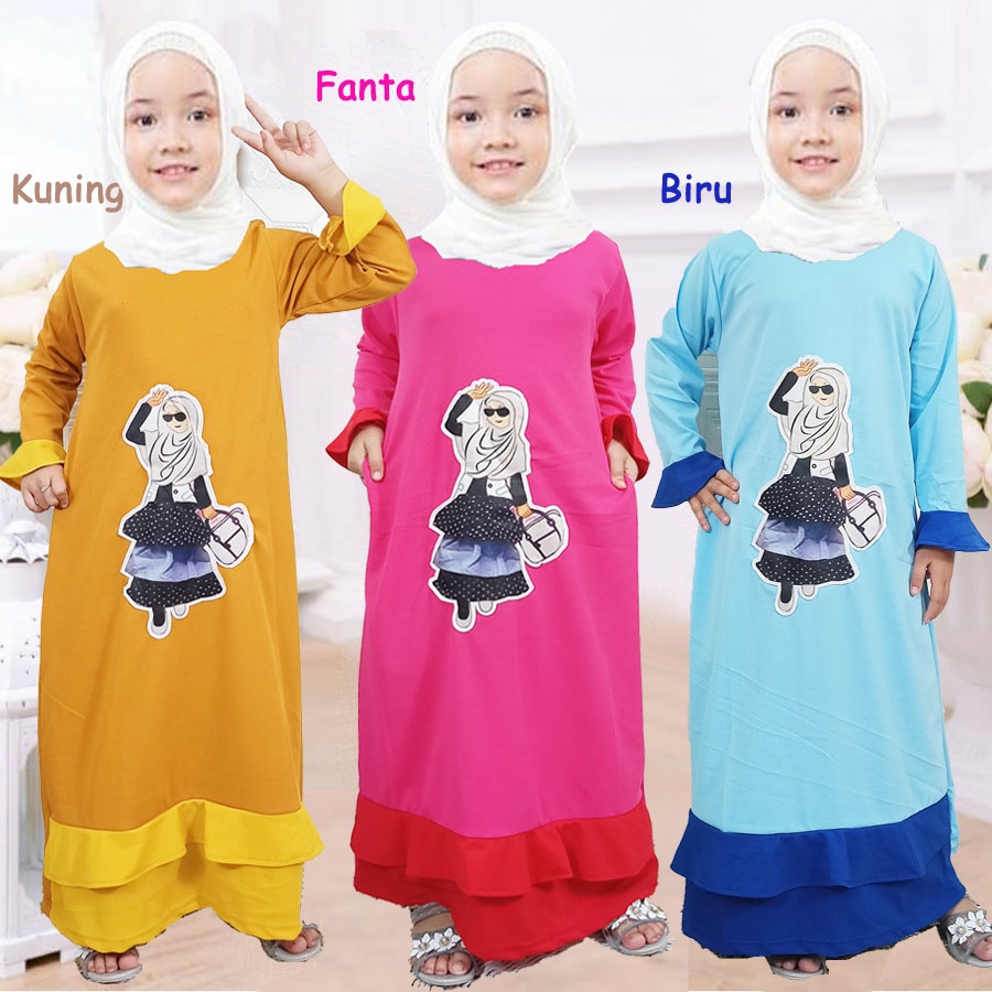 DRESS ANAK KYLE MIX GAMIS MURAH ATAYA USIA 2-13tahun CARLINA