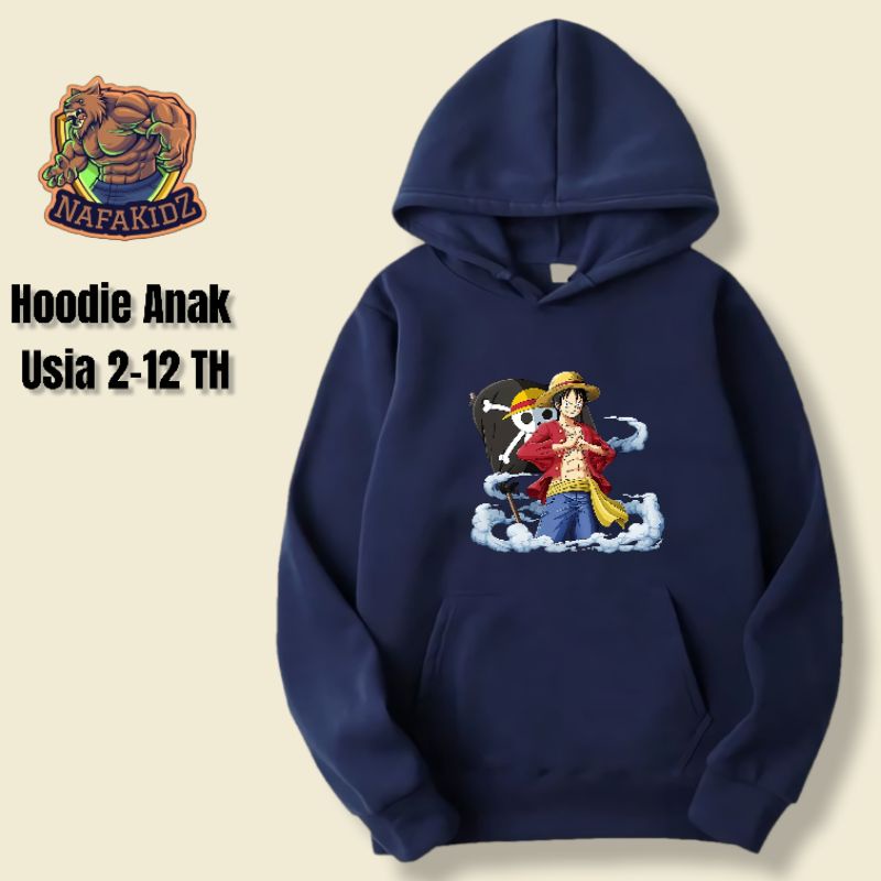 JAKET ANAK HUDI ANAK LAKI LAKI HOODIE ANAK PEREMPUAN HOODIE ANIME ONE PIECE LUFFY BAJAK LAUT WIBU WA