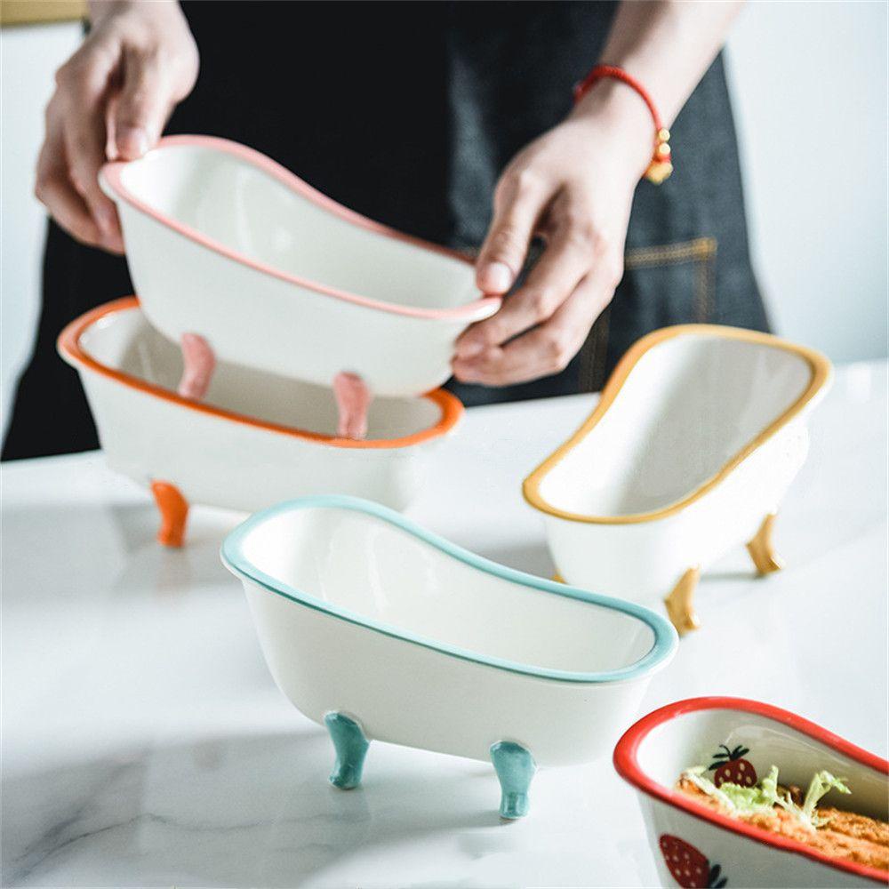 Solighter Bathtub Mangkuk Kreatif Panggang Puding Yogurt Mangkuk Teh Puding Kontes Es Krim Dessert Baking bowl