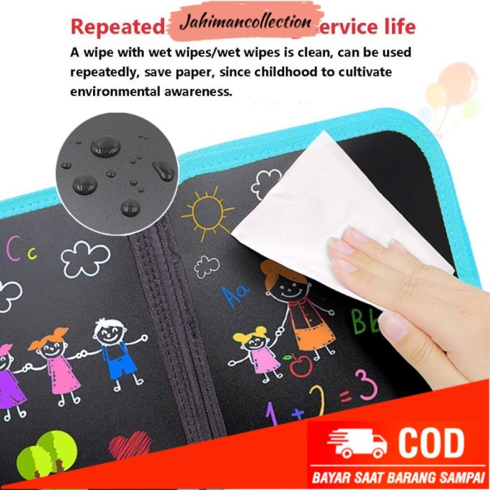 

✨ BISA COD ✨ Buku Gambar Reuseable - Reuseable Drawing Book Free 12 Spidol
