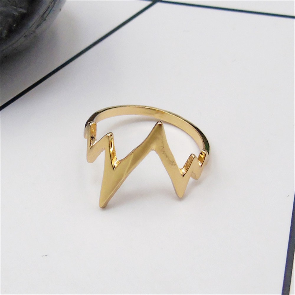 【COD Tangding】3 Colors Korea Fashion Line Rings Cool Boy Girl Couple Curve Bend Lightning Shape Accessories