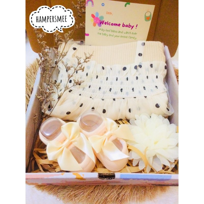 KADO BAYI HAMPERS BABY SET DRESS TUTU BANDANA HADIAH KELAHIRAN NEWBORN BABY GIFT