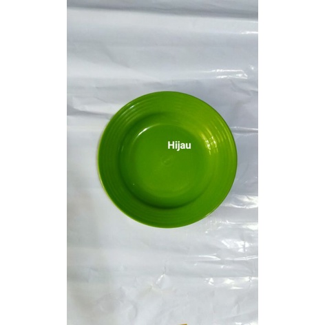 piring plastik warna satuan ukuran 9inchi-Hijau piring polos
