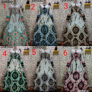 Gamis pelangi  handmade jankaru tie dye bahan  kaos  combed 