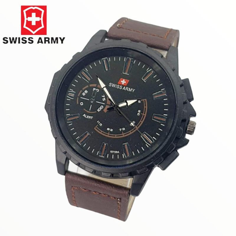 JAM TANGAN PRIA SWISS ARMY ANALOG KULIT SPORT TERBARU