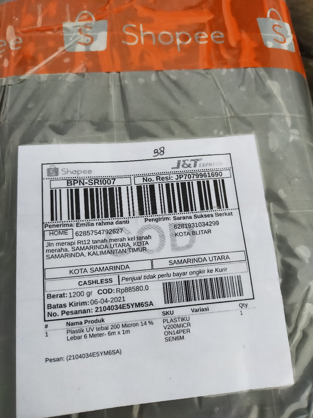 Plastik Uv Tebal 200 Micron 14 % Lebar 6 Meter- 6m X 1m