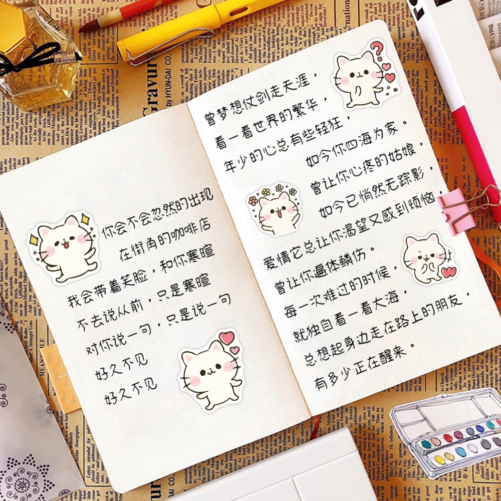 Neko kucing stiker lucu kartun hewan peliharaan kitty Jurnal bahan phone case Air Cangkir Dekorasi t