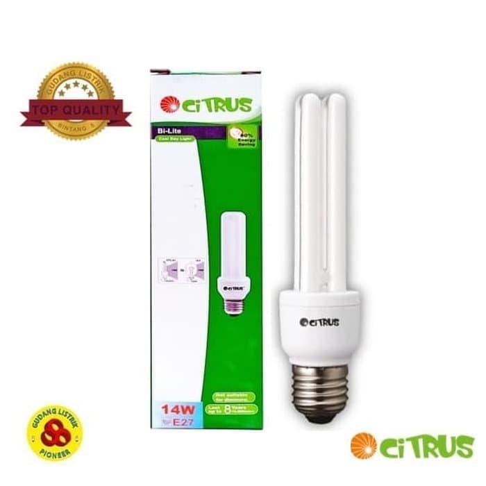 Citrus Lampu Bi-lite 14W E27 Putih 2U Bohlam Hemat Energi 14 Watt CDL