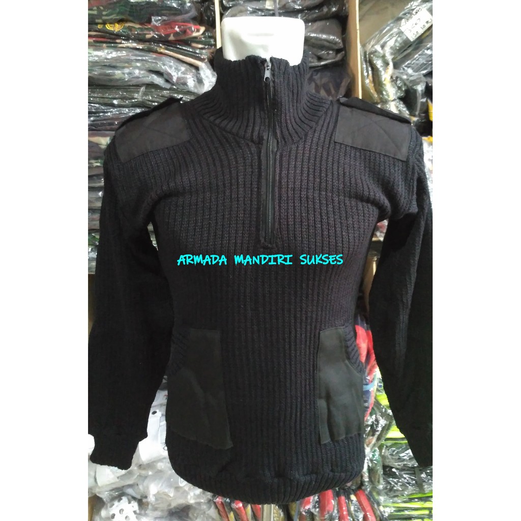 Sweater Rajut Hitam - Sweater Kain Rajut