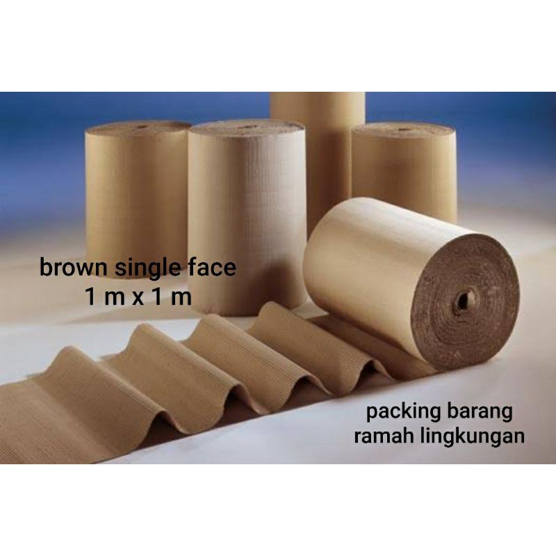 brown single face corrugated | uk. 1 meter x 1 meter | kemasan eco friendly
