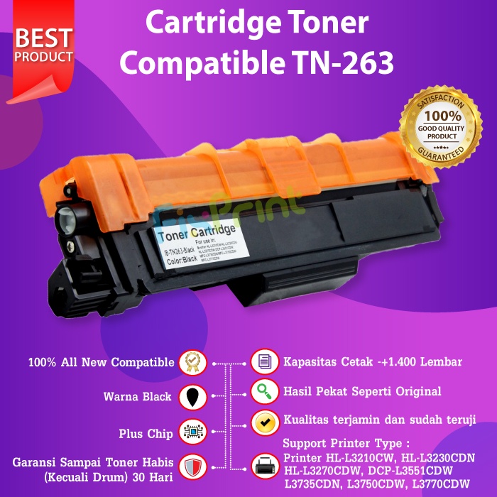 Cartridge Toner TN263 TN-263 Compatible Printer Brother HL-L3210CW L3230CDN L3270CDW DCP-L3551CDW