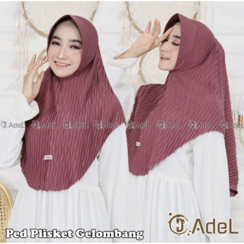 hijab plisket gelombang bergo pet instan