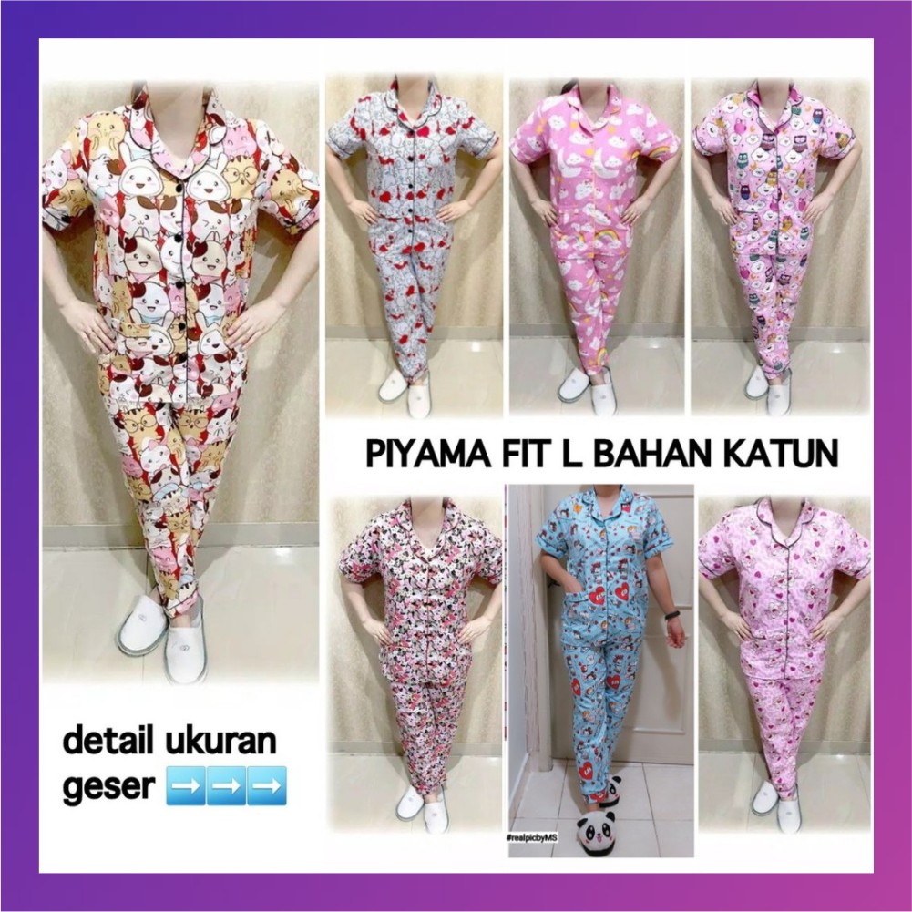 Piyama wanita murah bahan katun baju tidur karakter  cp hampers lengan pendek