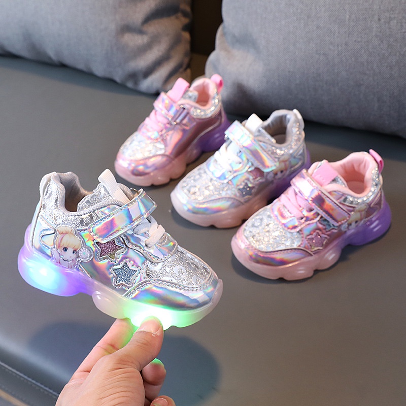 CG LED13-Sepatu Sneaker Anak Perempuan Lampu LED Import