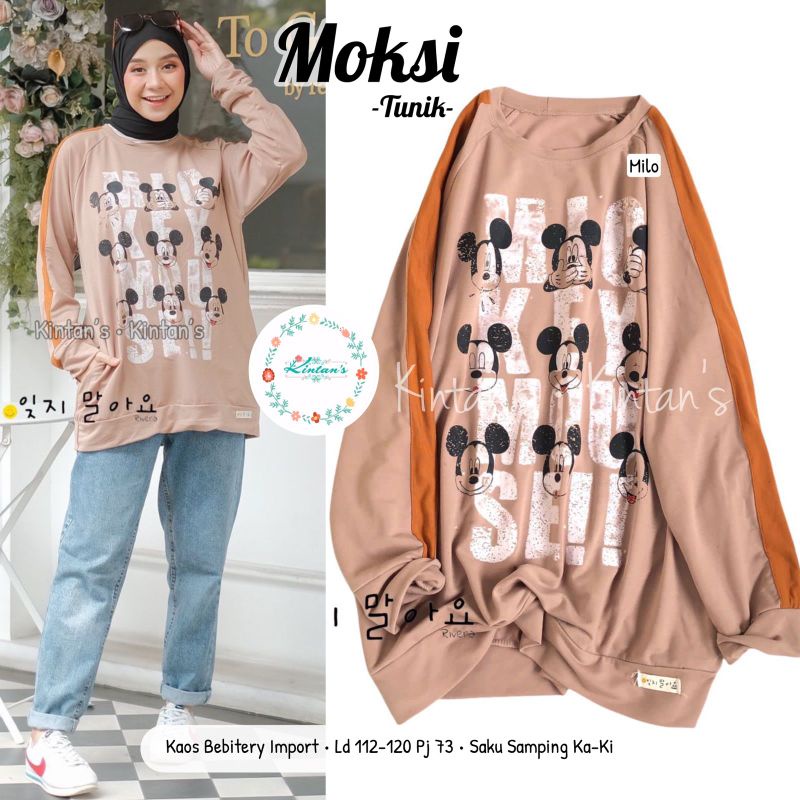 MOKSI TUNIK / OVERSIZE WANITA MUSLIMAH / Kaos katun BY KINTANS