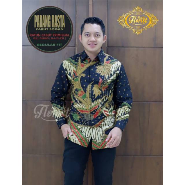 PARANG RASTA CABUT SOGAN Kemeja Batik Pria Katun Cabut Primisima Full Furing