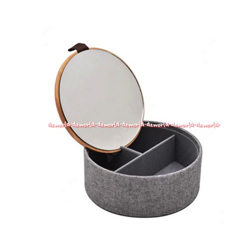 Krishome Cosmetic Box Grey Tempat Box Kosmetik Perhiasan Bulat Kotak Organizer