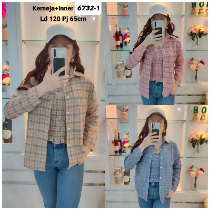 Kemeja katun+iner import 6732-1