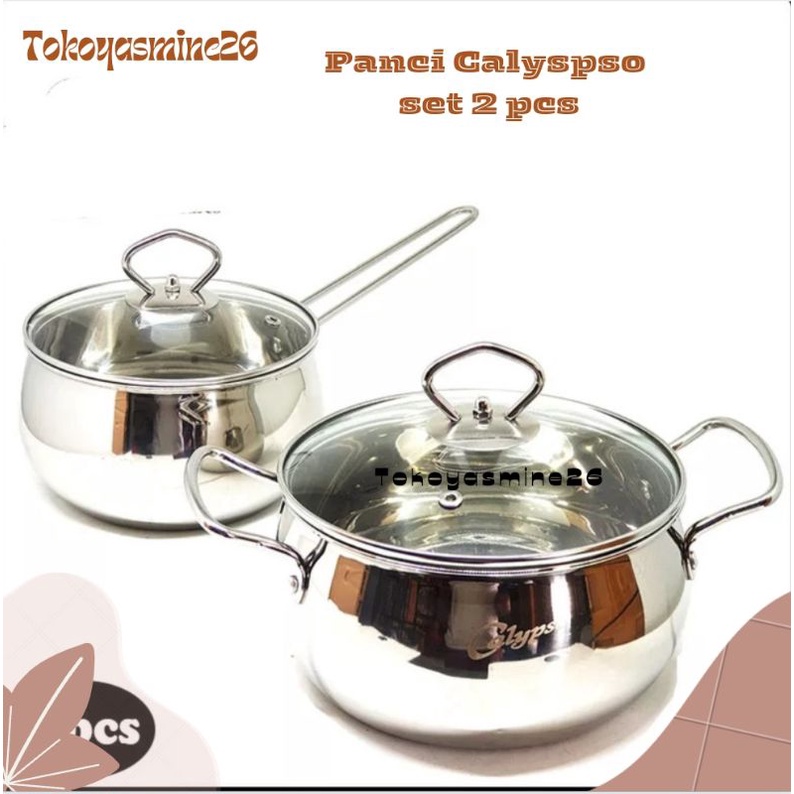 Panci Calypso Stainless Steel  Tebal Set 2 Pcs/ Sauce Pan Calyspso