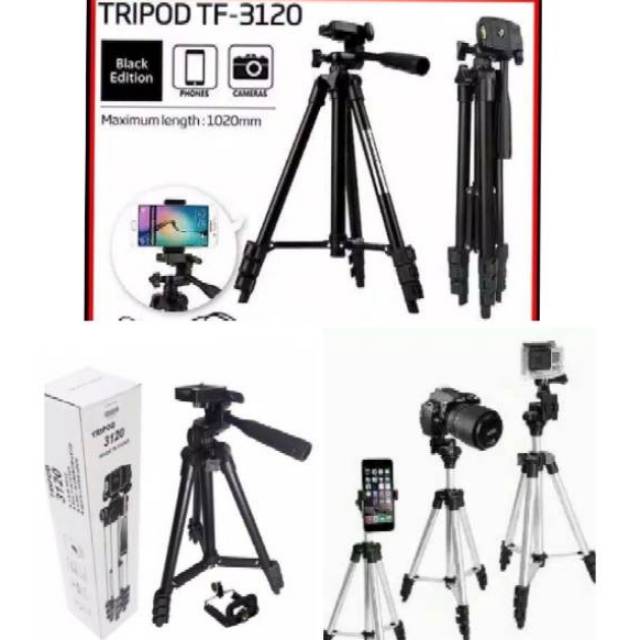 (NCS) GROSIR TRIPOD 3110 / 3120 Foldable Camera Mobile Tripod Silver / Black Edition