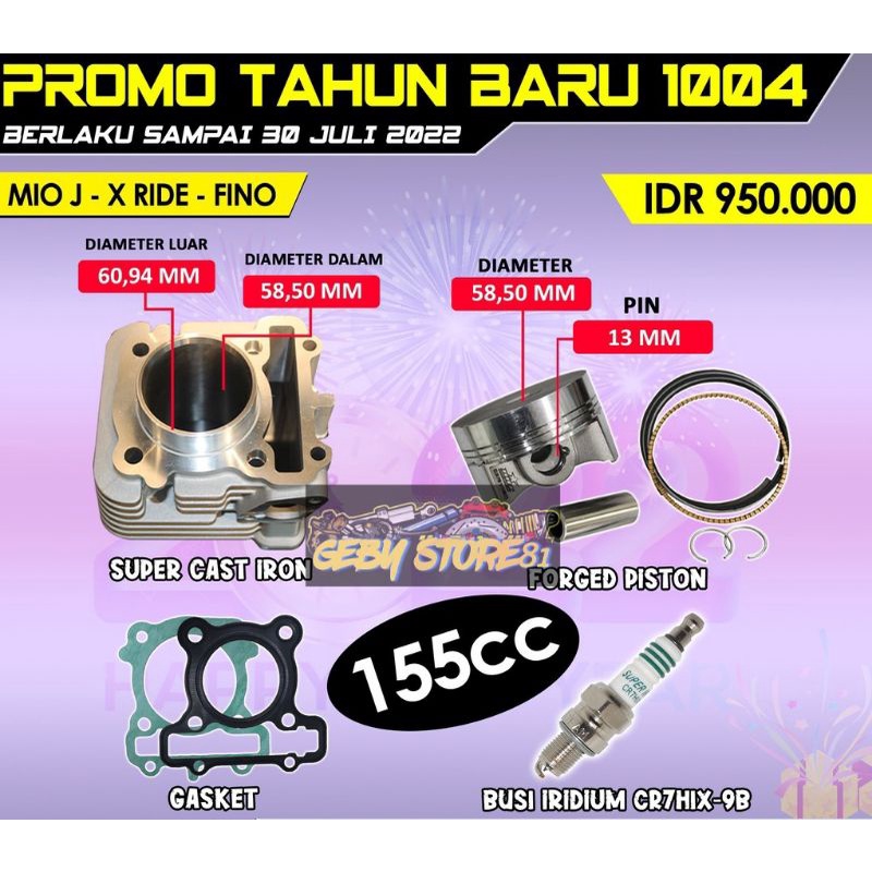 Paket Bore Up BRT X Ride/ Mio J / Jupiter Z /Fino 115 CC/ Paket Bore Up 58,5mm BRT For Mio J Mio GT 