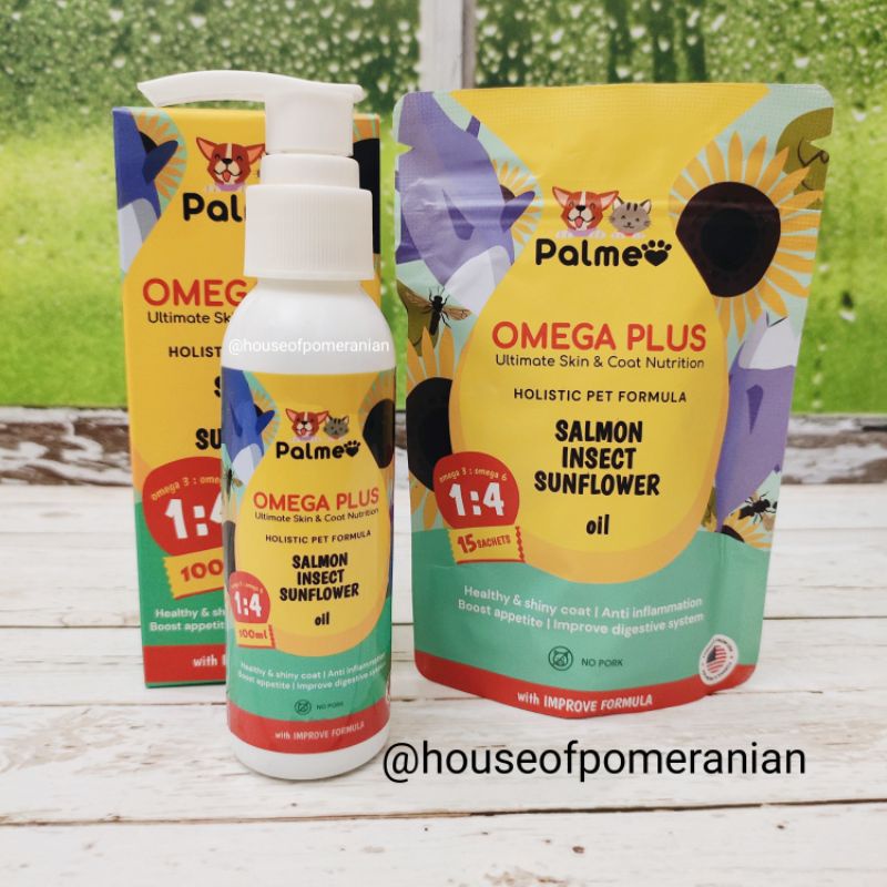 PALMEO omega plus vitamin anjing kucing bulu kulit indah minyak ikan