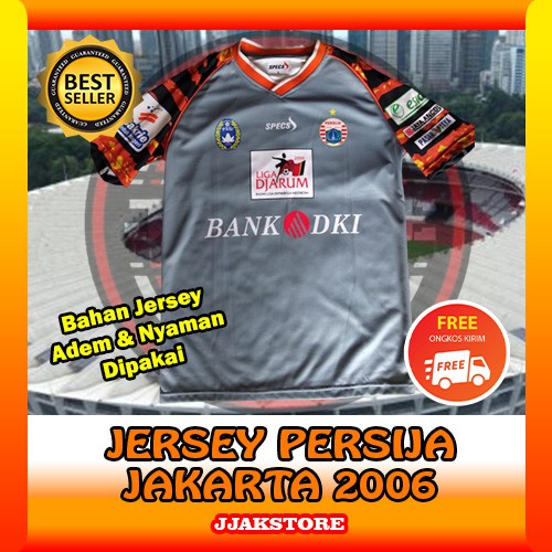 Jersey Persija Retro Jakarta Jakmania Jakartans Original Merchandise Atribut Bola Tahun 2006 Abu-Abu