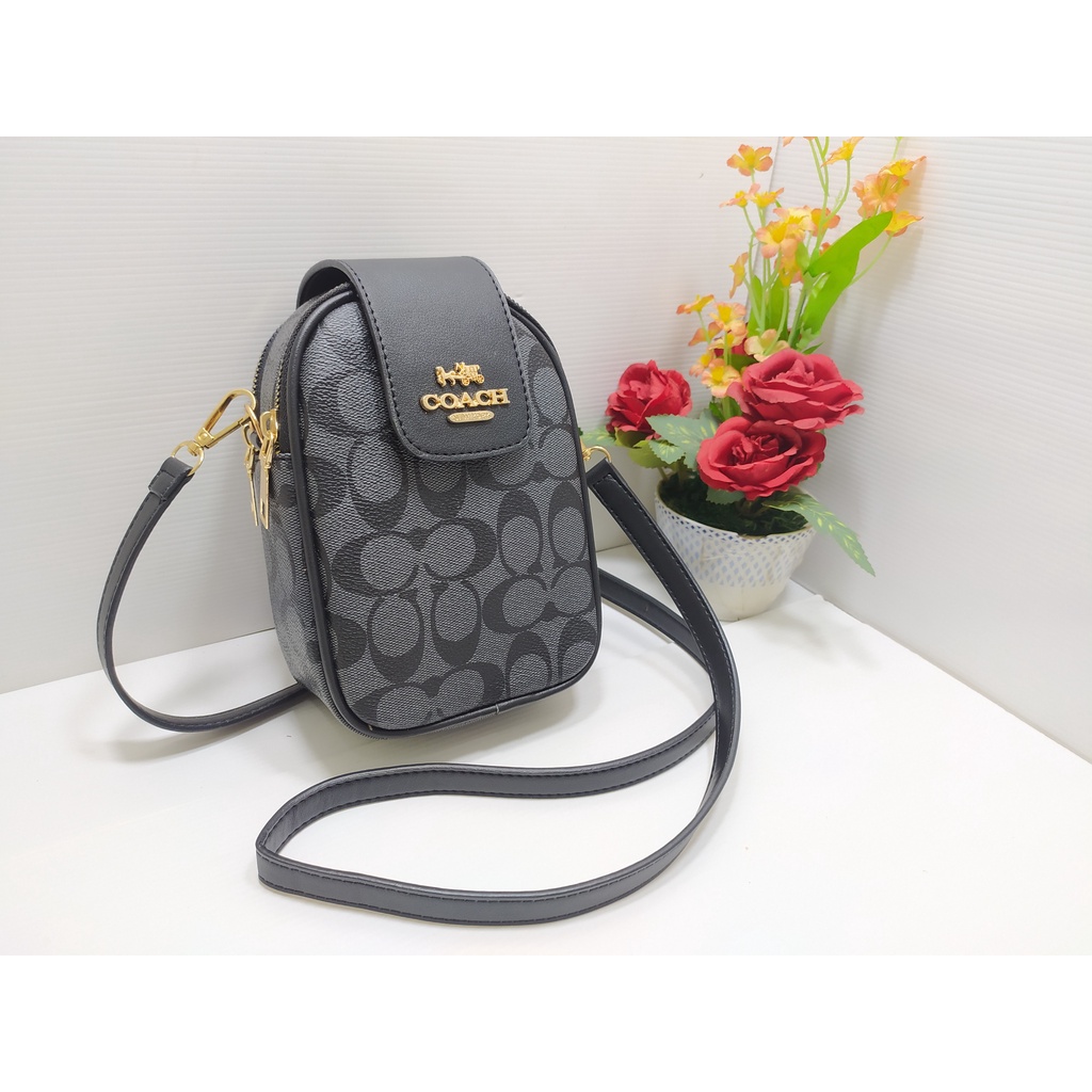 Tas slempang HP wanita/ Tas slingbag handphone khaki in black crossbody