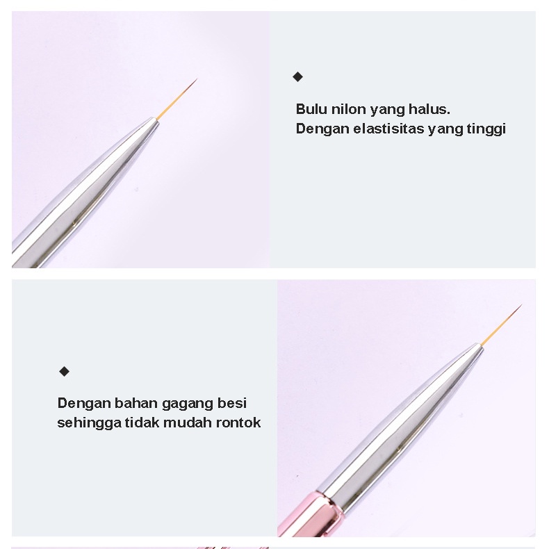 Set Brush Bahan Akrilik untuk Menggambar Nail Art Kuas Nail Art set isi ( 3 pcs )