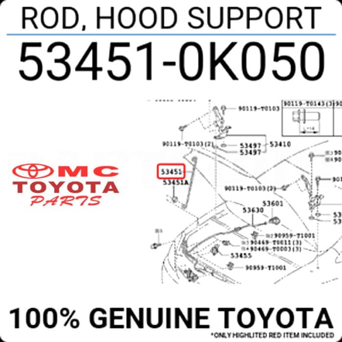 Tiang Penyangga Kap Mesin / Rod Hood Support Kijang Innova 53451-0K050