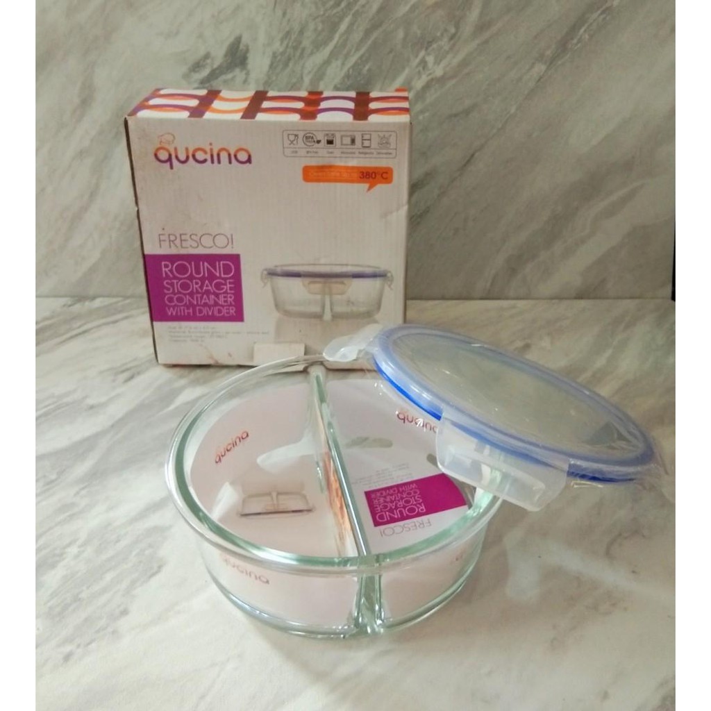 QUCINA FRESCO ROUND STORAGE CONTAINER with DIVIDER 1300ml