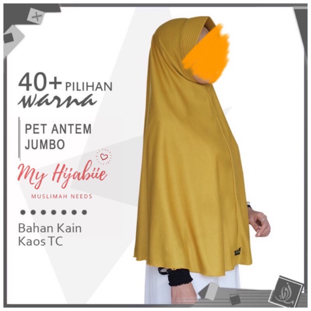 Jilbab Instan Bergo Kaos Pet Antem &quot;Jumbo&quot; Hijab Anak Sekolah